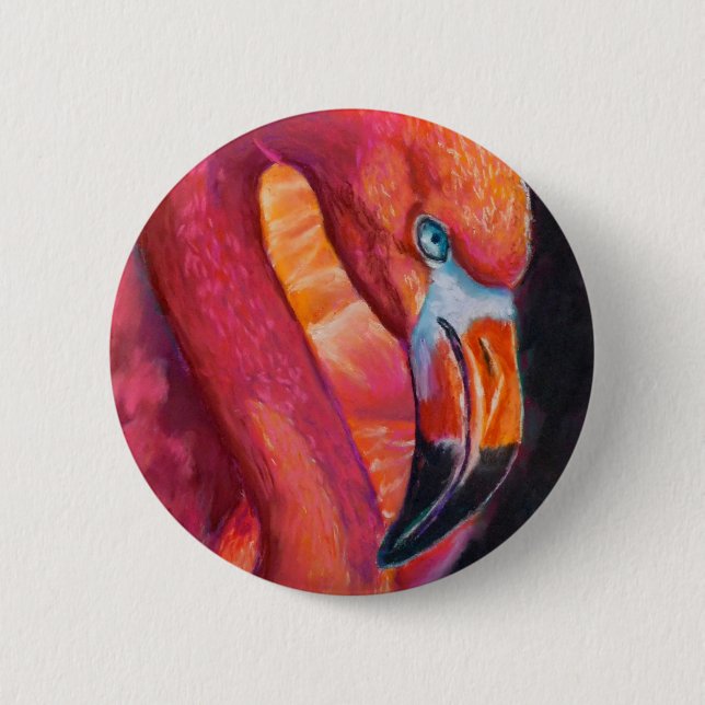 Pink Flamingo Button Pin (Front)