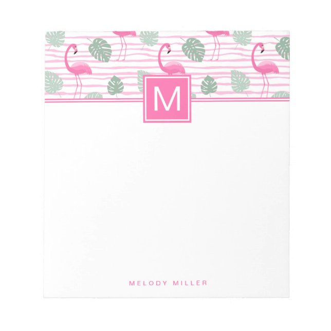 Pink Flamingo Centre Square Personalised Notepad (Front)