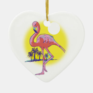 Pink Flamingo Ceramic Ornament