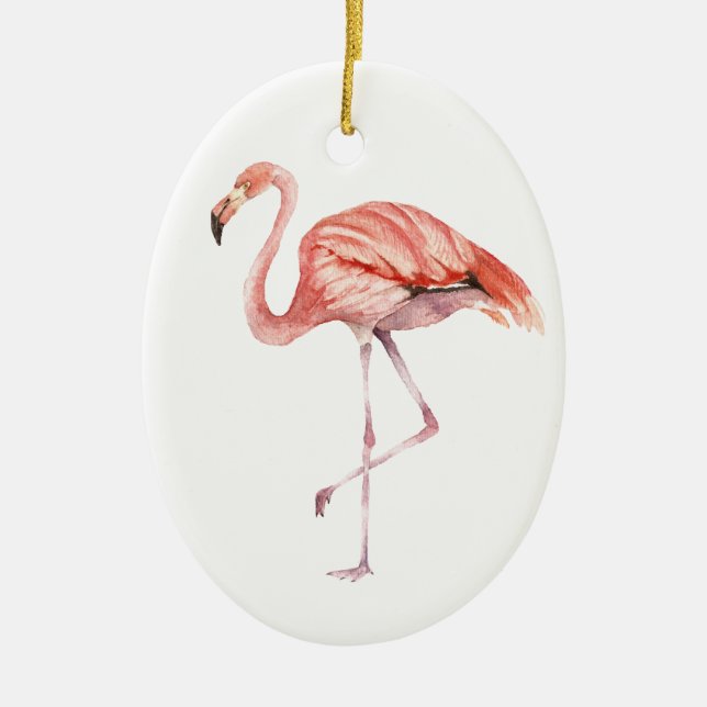 Pink Flamingo Ceramic Tree Decoration (Front)