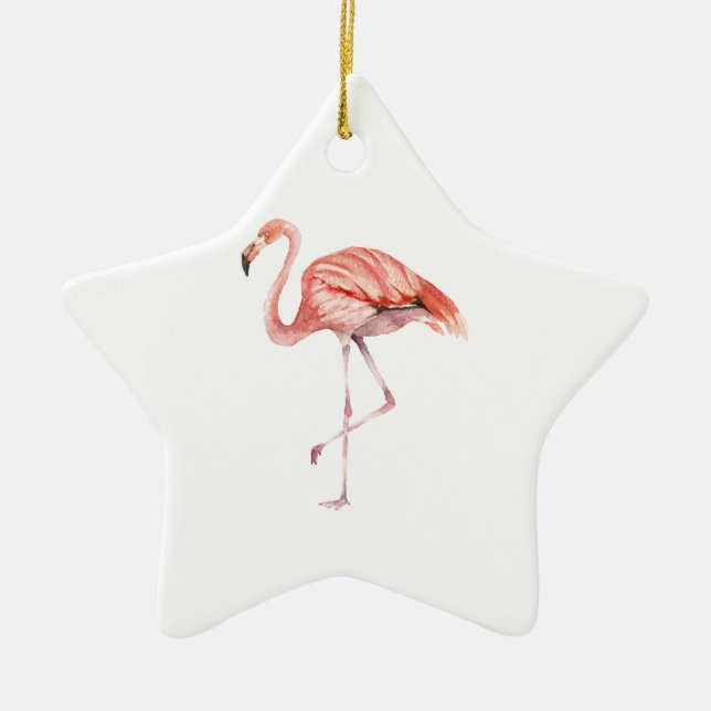 Pink Flamingo Ceramic Tree Decoration (Front)