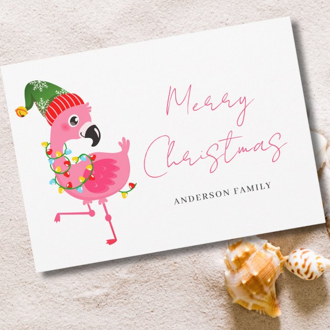 Pink Flamingo Christmas  Holiday Card (Creator Uploaded)