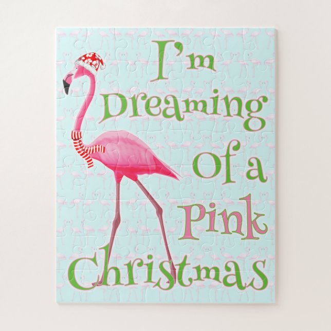 Pink Flamingo Christmas Jigsaw Puzzle (Vertical)