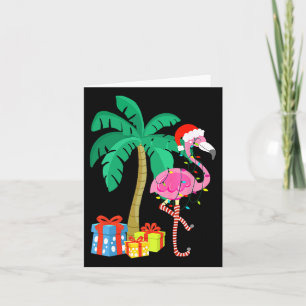 Pink Flamingo Christmas Palm Tree Tropical Xmas Fu Card