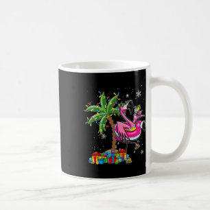 Pink Flamingo Christmas Palm Tree Tropical Xmas Ho Coffee Mug