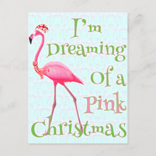 Pink Flamingo Christmas Postcard