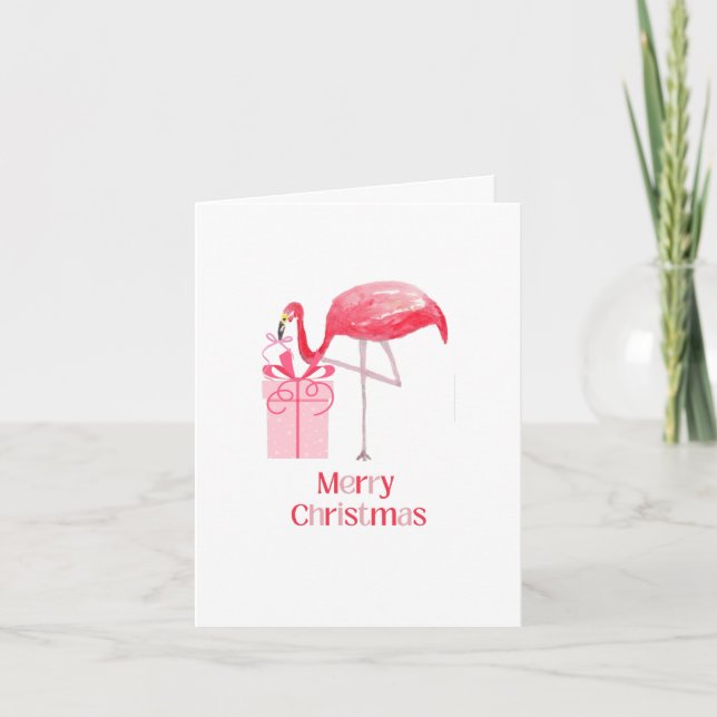 Pink Flamingo Christmas Retro Tropical Holiday (Front)