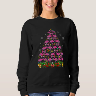 Pink Flamingo Christmas Tree Cute Flamingos Holida Sweatshirt