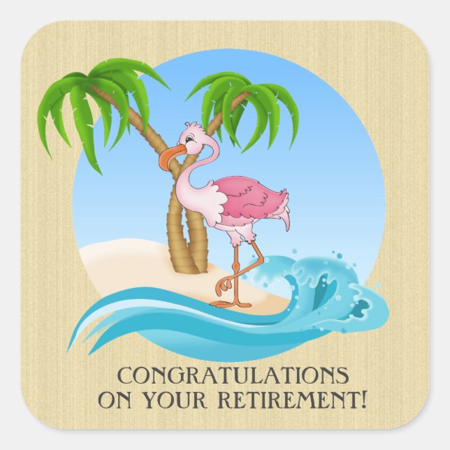 Pink Flamingo Congrats retirement sticker (Front)