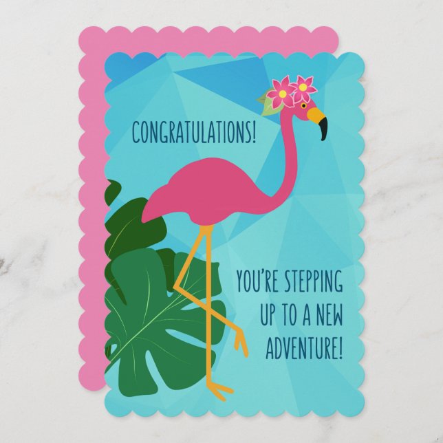 Pink Flamingo Congratulations Cute Greeting Card (Front/Back)