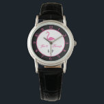 Pink Flamingo Custom Classic Watch<br><div class="desc">"Time to Flamingle" with this stylish and elegant pink flamingo watch design. Make it your own,  or is a great personalised gift idea with customisable initials.</div>