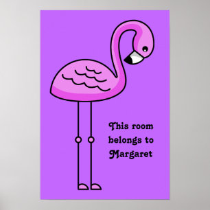 Pink Flamingo custom text & colour poster