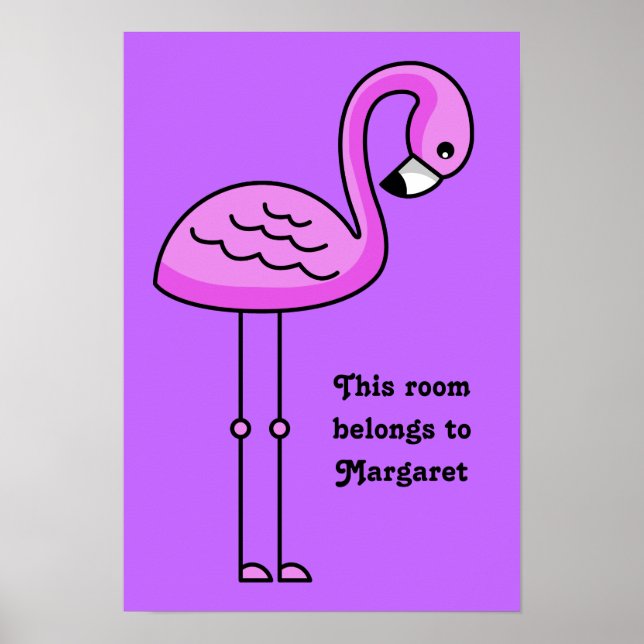 Pink Flamingo custom text & colour poster (Front)