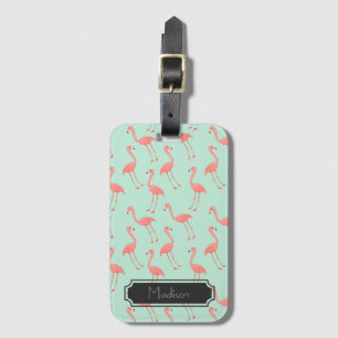Pink Flamingo Cute Pattern   Add Your Name Luggage Tag