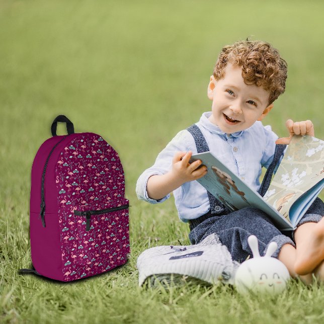  Pink Flamingo cute red pattern Printed Backpack (Creator Uploaded)