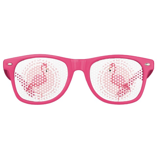 Pink Flamingo Cute Retro Party Sunglasses (Front)