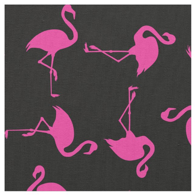 Pink Flamingo Cute Tropical Print Fabric (Close Up)