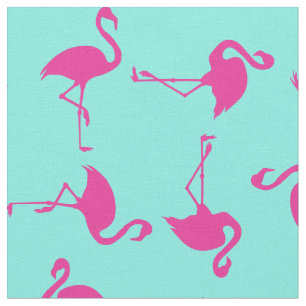 Pink Flamingo Cute Tropical Print Fabric