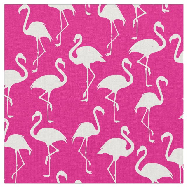 Pink Flamingo Cute Tropical Print Fabric (Close Up)