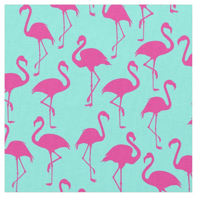 Pink Flamingo Cute Tropical Print Fabric (Close Up)