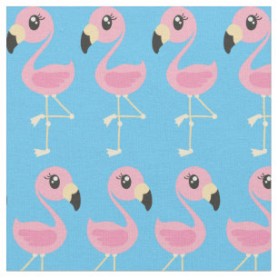 Pink Flamingo Cute Tropical Print Fabric Kids