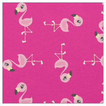 Pink Flamingo Cute Tropical Print Fabric Kids