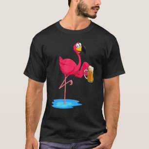 Pink Flamingo Drinking Beer Drinker Summer Vibes T-Shirt