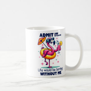 Pink Flamingo Drinking Tails Summer Vacation Beach Coffee Mug