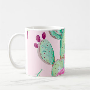 Pink flamingo, exotic birds, gentle flowers, rose, coffee mug