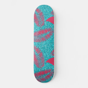 Pink Flamingo Exotic Birds Lover Palm Leaves Skateboard