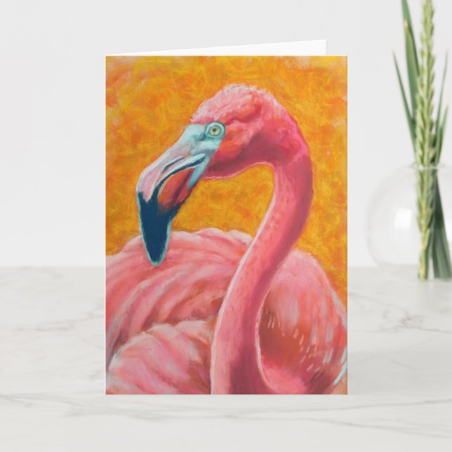 Pink Flamingo Expression Thank You Card (Front)