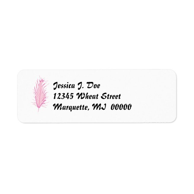 Pink Flamingo Feather quill return Address Labels (Front)