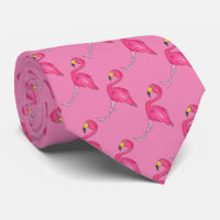 Pink Flamingo Flamingoes Tropical Bird Birds Tie