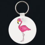 Pink Flamingo Flamingos Tropical Bird Keychain<br><div class="desc">Features an original marker illustration of a tropical pink flamingo.</div>