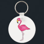 Pink Flamingo Flamingos Tropical Bird Keychain<br><div class="desc">Features an original marker illustration of a tropical pink flamingo.</div>