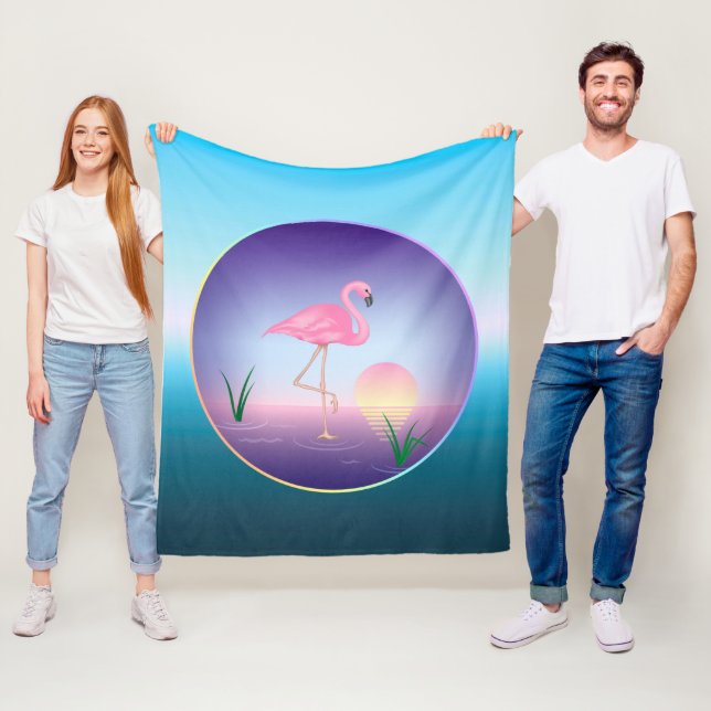 Pink Flamingo Fleece Blanket (In Situ)
