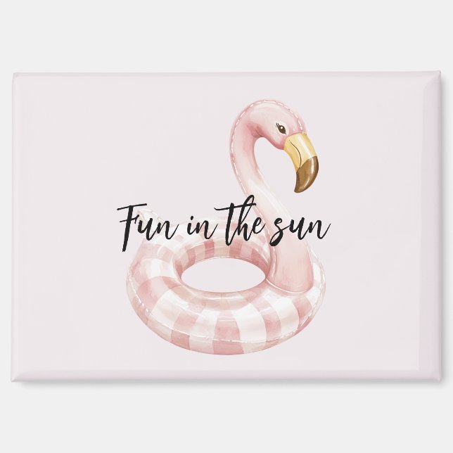 Pink Flamingo Float Fun in the Sun Magnet (Front)