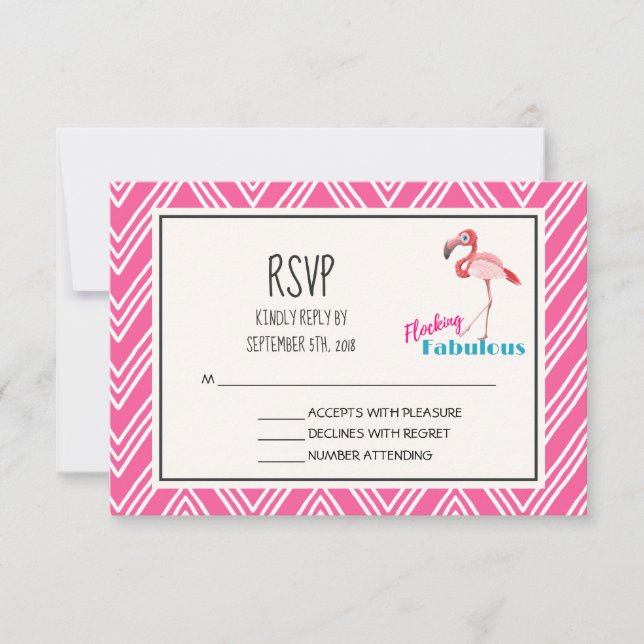 Pink Flamingo Flockin Fabulous Fun RSVP (Front)