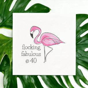 Pink Flamingo Flocking Fabulous at Forty Napkin