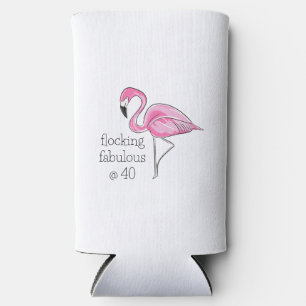 Pink Flamingo Flocking Fabulous at Forty Seltzer Can Cooler