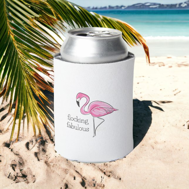 Pink Flamingo Flocking Fabulous Can Cooler (Creator Uploaded)