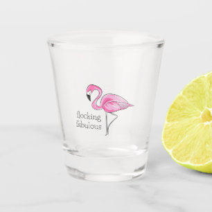 Pink Flamingo Flocking Fabulous Shot Glass