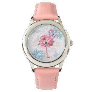 Pink flamingo Floral Cute design Watch