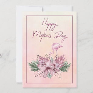 Pink Flamingo Floral Happy Mother's Day Card