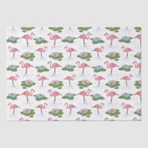 pink flamingo floral pattern tissue paper