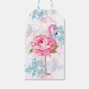 Pink flamingo Floral Personalised Gift Tags