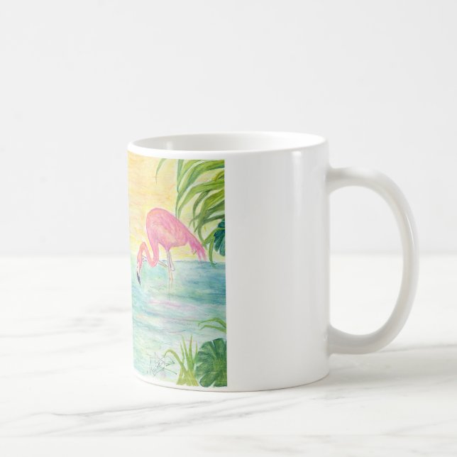 Pink Flamingo Florida Art Coffee Mug (Right)