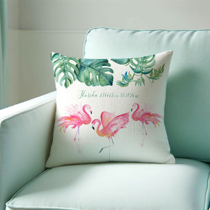 Pink Flamingo Florida Living Room Decor Cushion