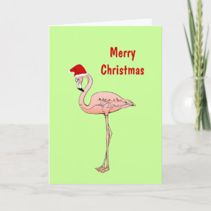 Pink Flamingo Florida or Tropical Custom Wording Holiday Card