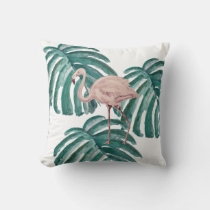 Pink Flamingo Florida Outdoor Throw Pillow
